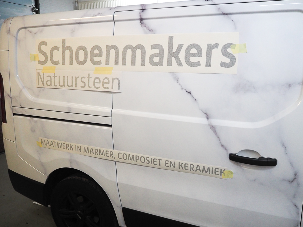marmer car wrap door Autobelettering-Eindhoven