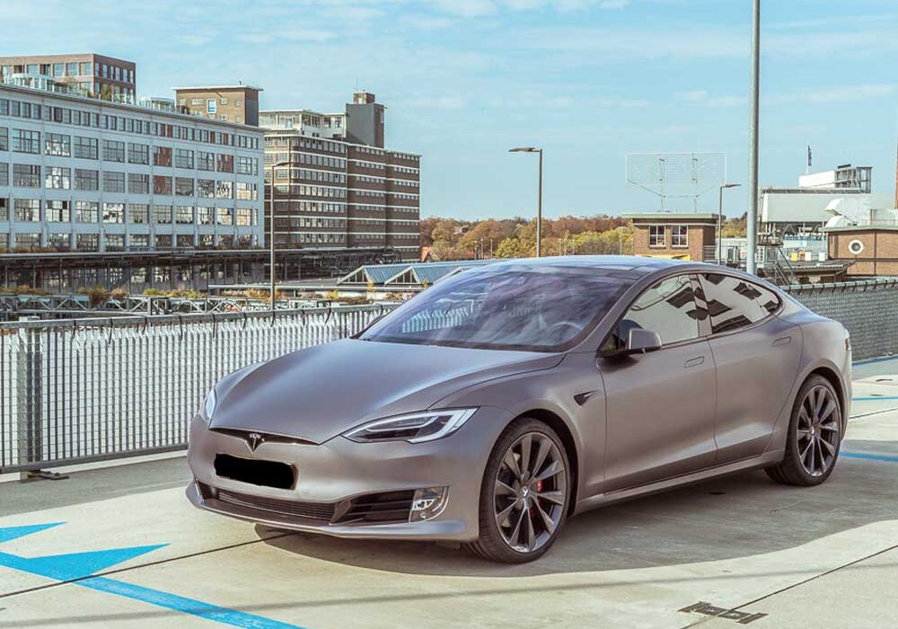 Tesla Carwrap Satin Grey 2